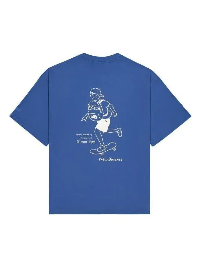 Футболка New Balance Wordmark Logo Skate Graphic T-Shirt 'Blue' — изображение 1 из 2, синий