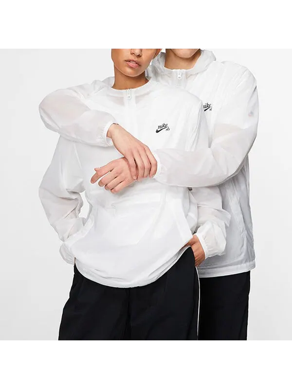 Куртка sb anorak jacket half zipper ultra thin athleisure casual sports white Nike — изображение 3 из 4, белый