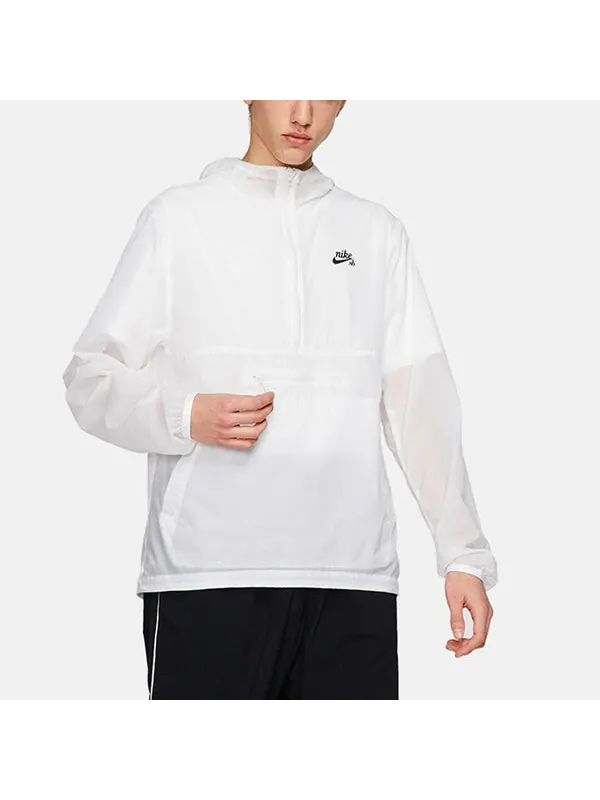 Куртка sb anorak jacket half zipper ultra thin athleisure casual sports white Nike — изображение 4 из 4, белый