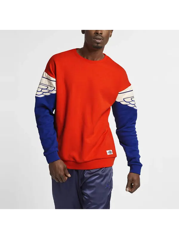 Толстовка Air Jordan Splicing Wings Pattern Casual Round Neck Pullover, цвет colorblock — изображение 2 из 4