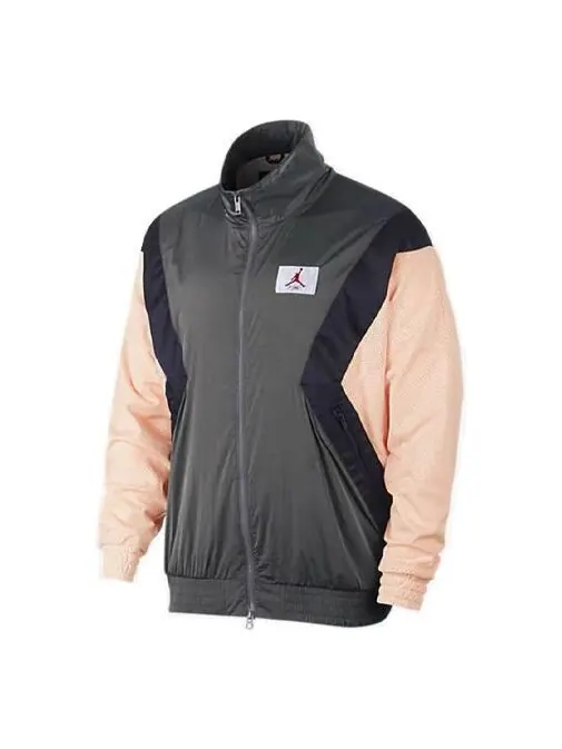 Куртка Air Jordan Flight Casual Sports Long Sleeve Stand Collar Jacket Grey/Pink — изображение 1 из 4, серый/розовый