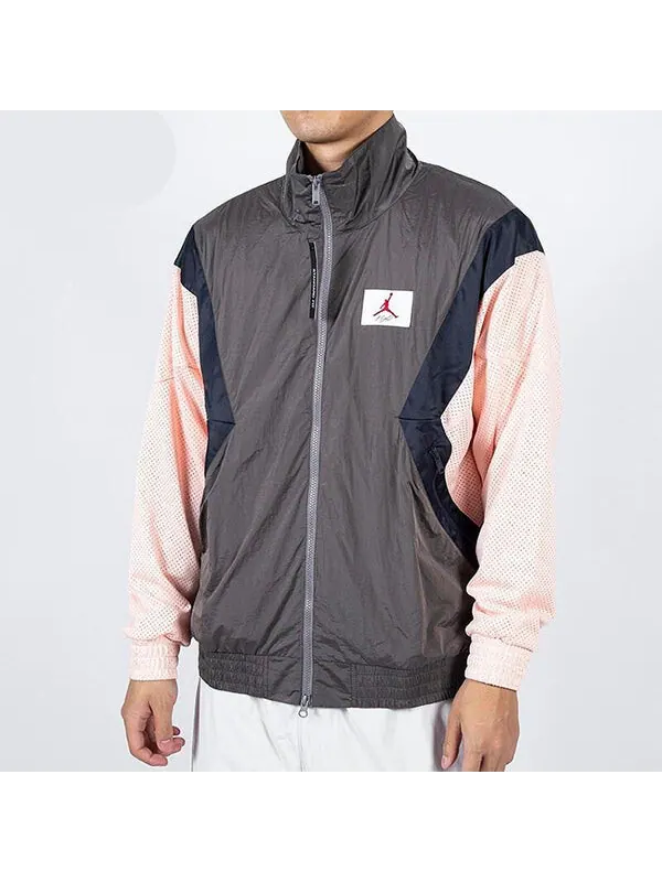 Куртка Air Jordan Flight Casual Sports Long Sleeve Stand Collar Jacket Grey/Pink — изображение 3 из 4, серый/розовый