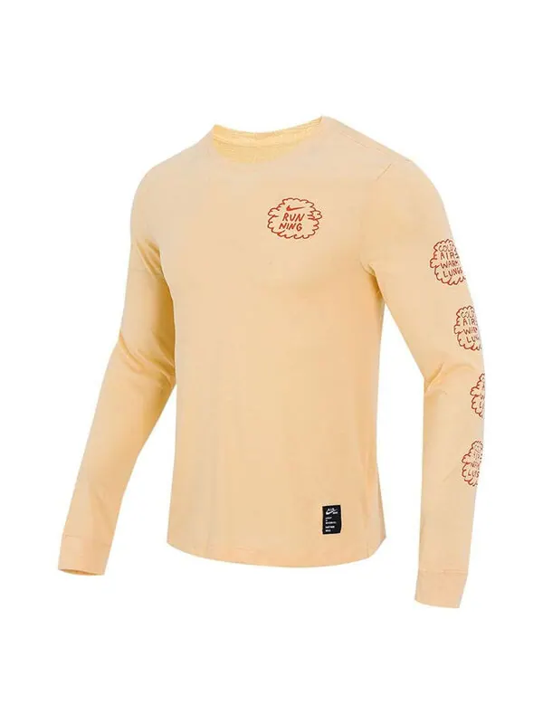 Футболка Men's Nike Basketball Training Sports Printing Breathable Long Sleeves Apricot Color — изображение 1 из 4, мульти