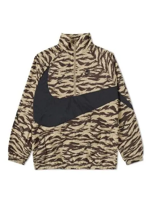 Куртка Nike AOP Swoosh Half Zip Woven Jacket 'Brown' — изображение 1 из 4, коричневый