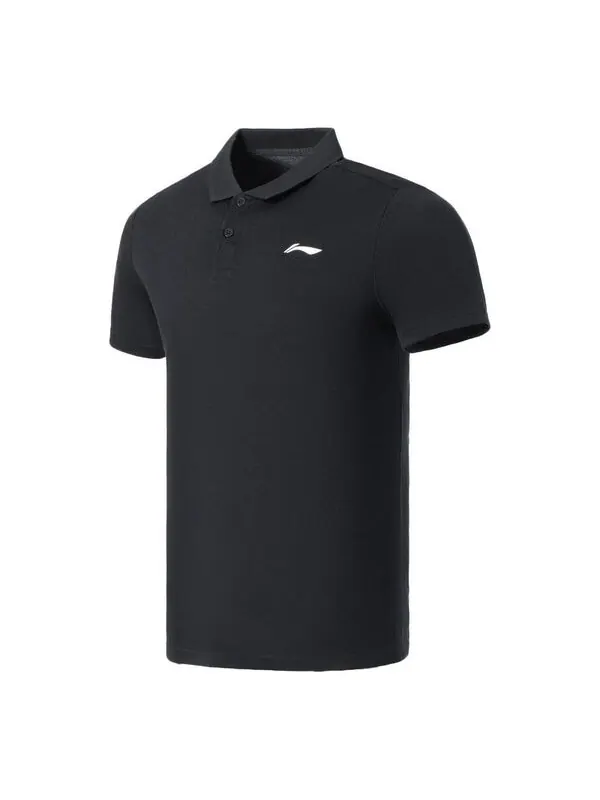 Футболка поло с логотипом тренировочная рубашка поло Li-Ning — изображение 1 из 4, черный/белый