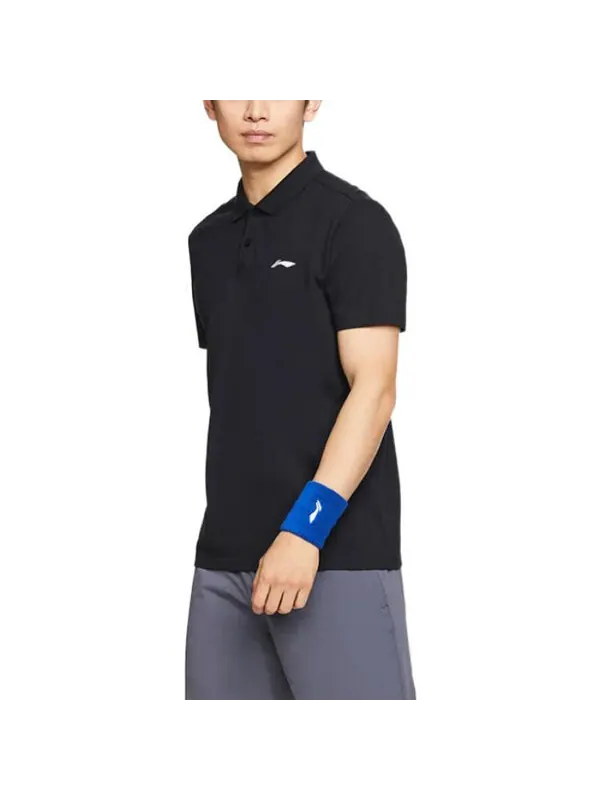 Футболка поло с логотипом тренировочная рубашка поло Li-Ning — изображение 4 из 4, черный/белый