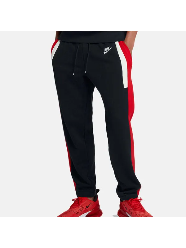 Брюки men's retro splicing knit sports pants/trousers/joggers black Nike — изображение 3 из 4, мульти