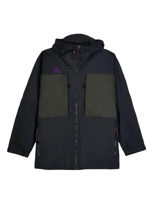 Куртка men's windproof colorblock outdoor jacket black purple 'black sequoia' Nike — изображение 1 из 3, черный