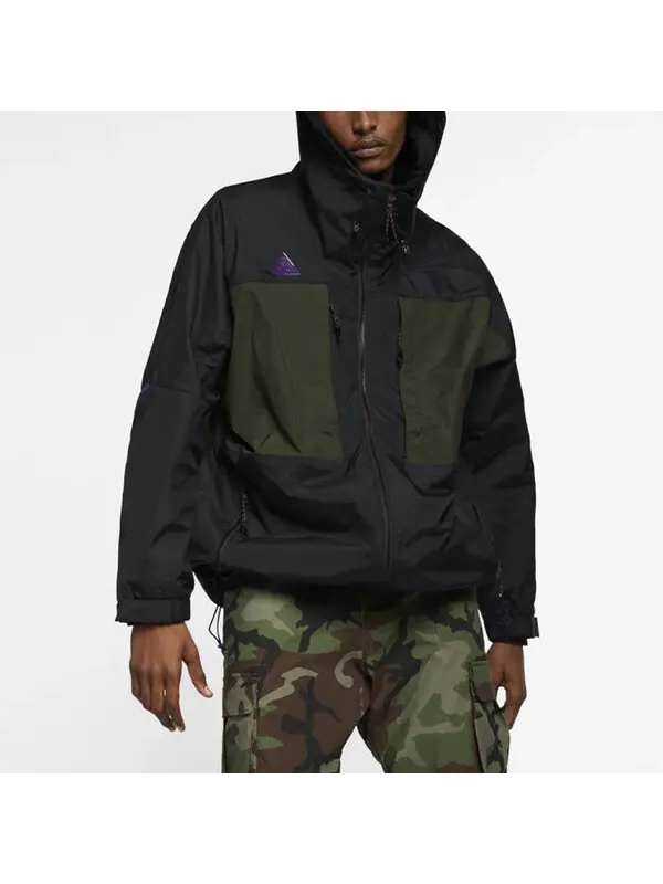 Куртка men's windproof colorblock outdoor jacket black purple 'black sequoia' Nike — изображение 3 из 3, черный
