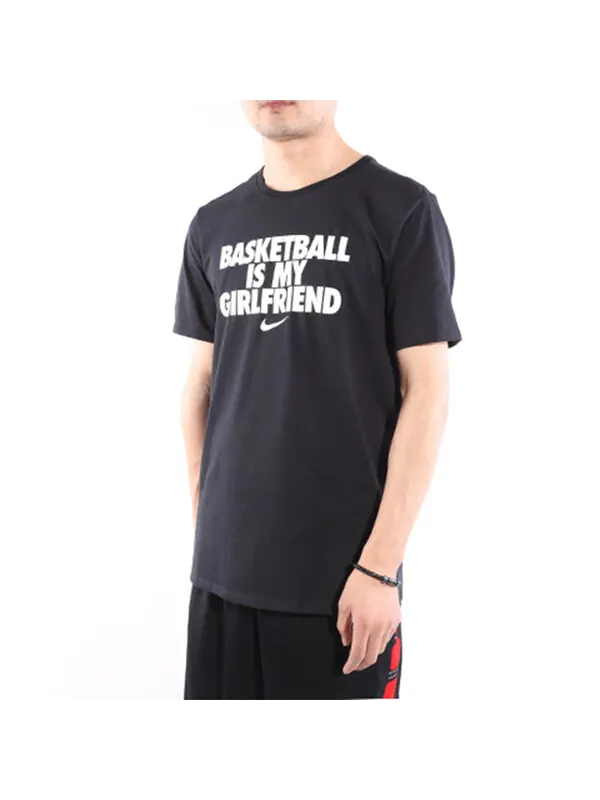 Футболка alphabet printing sports round neck short sleeve black Nike — изображение 3 из 4, черный