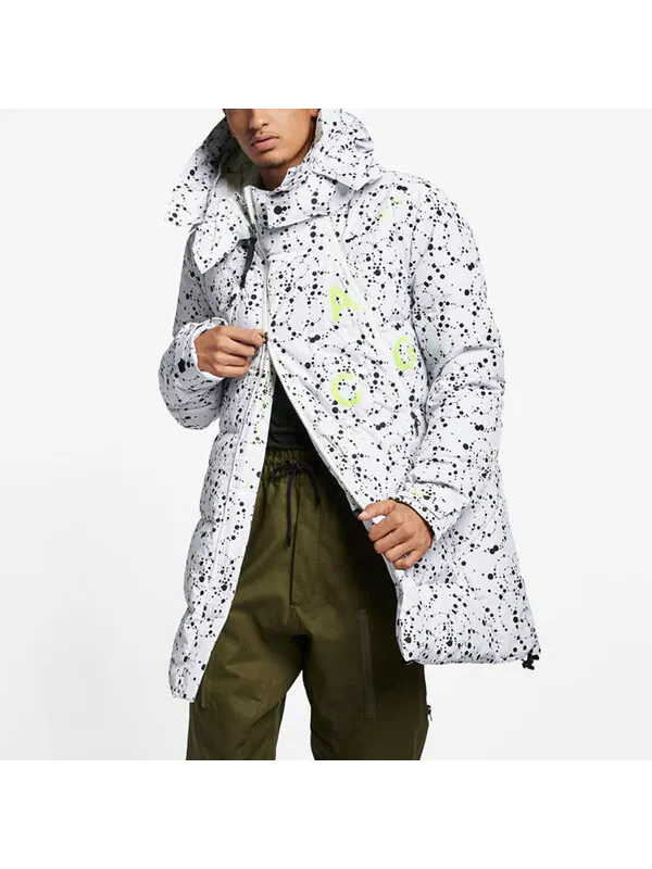 Пуховик Men's Nike Lab Acg Down-fill Hooded Down Jacket 'White Black' — изображение 2 из 4, белый/черный
