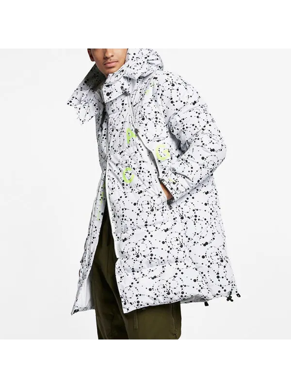 Пуховик Men's Nike Lab Acg Down-fill Hooded Down Jacket 'White Black' — изображение 3 из 4, белый/черный
