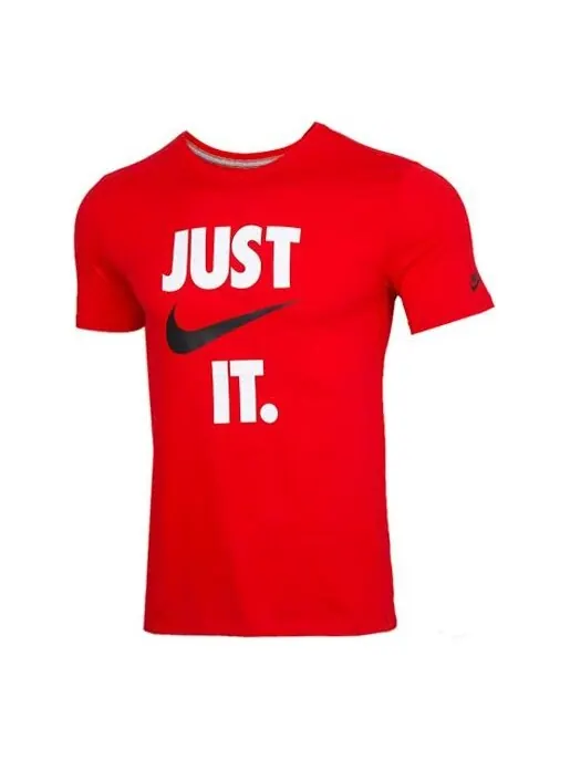 Футболка спортивная одежда алфавитный принт круглый вырез короткий рукав Nike — изображение 1 из 4, красный