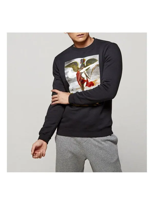 Толстовка men's retro pattern round neck black Nike — изображение 1 из 2, черный
