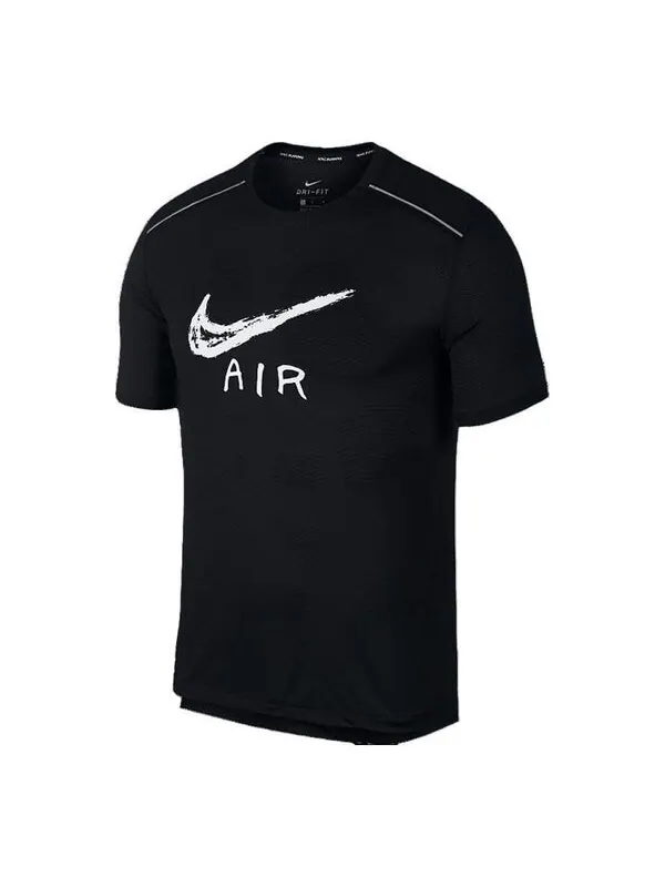 Футболка Nike Running Miler logo T-Shirt 'Black' — изображение 1 из 3, черный/мульти