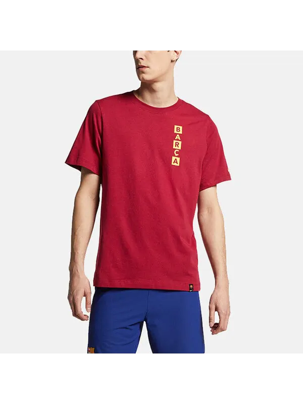 Футболка Men's Nike Barcelona Element Alphabet Printing Pure Cotton Round Neck Short Sleeve Red — изображение 2 из 4, мульти