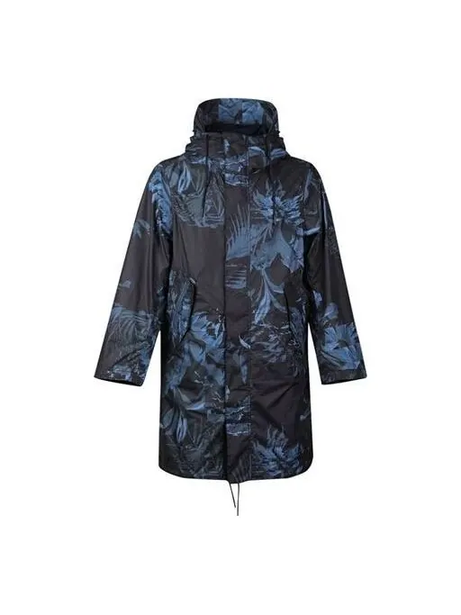 Куртка Nike Nsw Parka Aop Woven Printing mid-length hooded Jacket Blue Black Blueblack — изображение 1 из 4, сине-черный