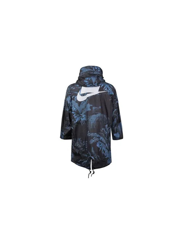 Куртка Nike Nsw Parka Aop Woven Printing mid-length hooded Jacket Blue Black Blueblack — изображение 2 из 4, сине-черный