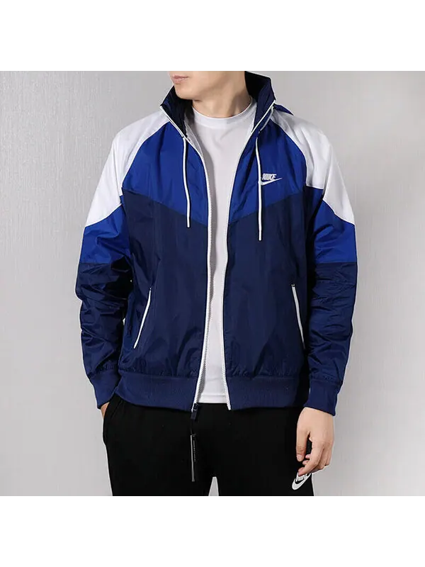 Куртка Men's Nike Casual Windproof Hooded Blue Jacket — изображение 3 из 4, синий