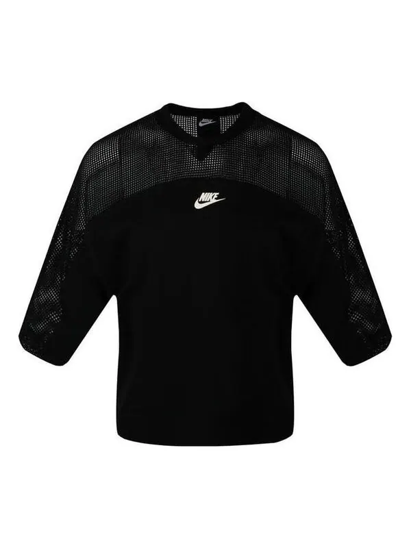 Топ спортивная одежда nsw crew сетчатый топ Nike — изображение 1 из 2, черный/белый