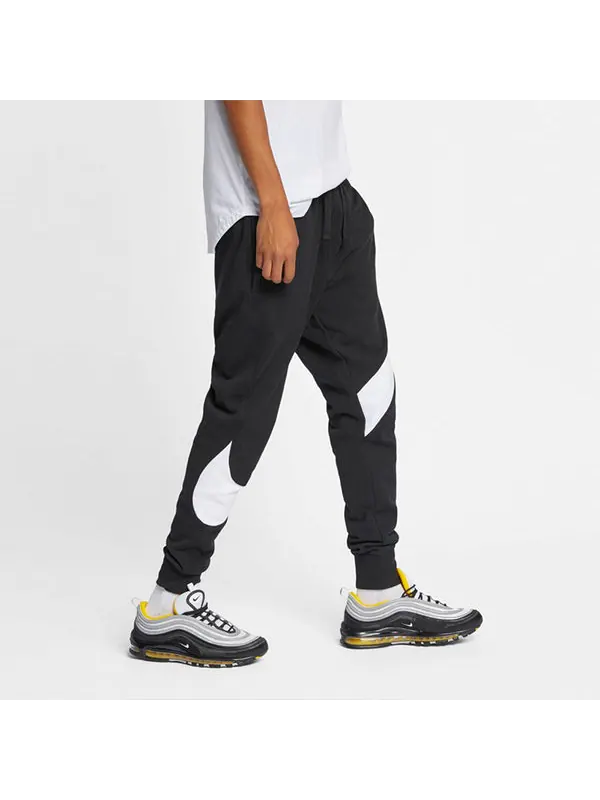 Брюки big swoosh black white large sports pants black Nike — изображение 2 из 3, черный