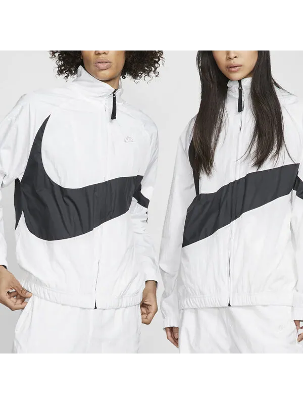 Куртка Nike Swoosh Large LOGO Woven Windproof Stand Collar Casual Sports Jacket Asia Edition White — изображение 4 из 4