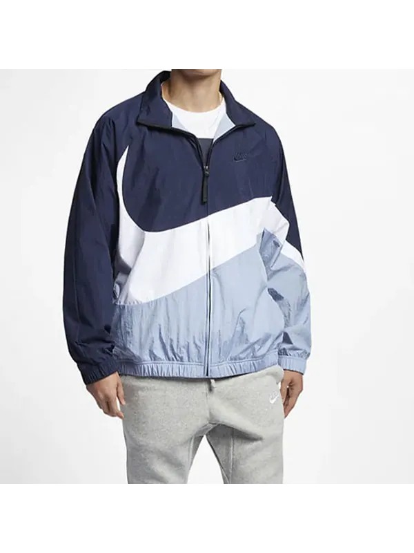 Куртка sportswear contrasting colors large logo woven stand collar jacket blue Nike — изображение 4 из 4, синий