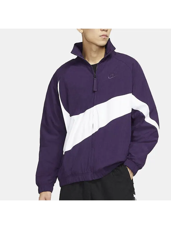 Куртка Nike Big Swoosh Sportswear Full Cardigan Woven Stand Collar Jacket For Men Purple — изображение 3 из 4, фиолетовый