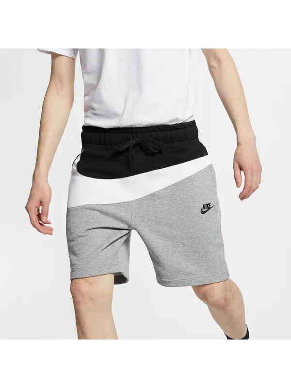 Шорты sak as m nsw hbr colorblock large logo splicing elastic waistband sports shorts gray Nike — изображение 2 из 4, серый
