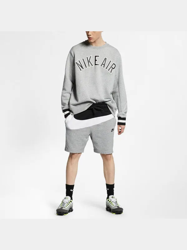 Шорты sak as m nsw hbr colorblock large logo splicing elastic waistband sports shorts gray Nike — изображение 4 из 4, серый