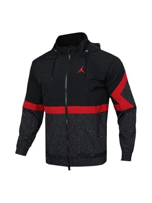 Куртка Air Jordan Diamond Cement Jacket Running Training Sports Hooded Jacket Black Red — изображение 1 из 4, черный/красный