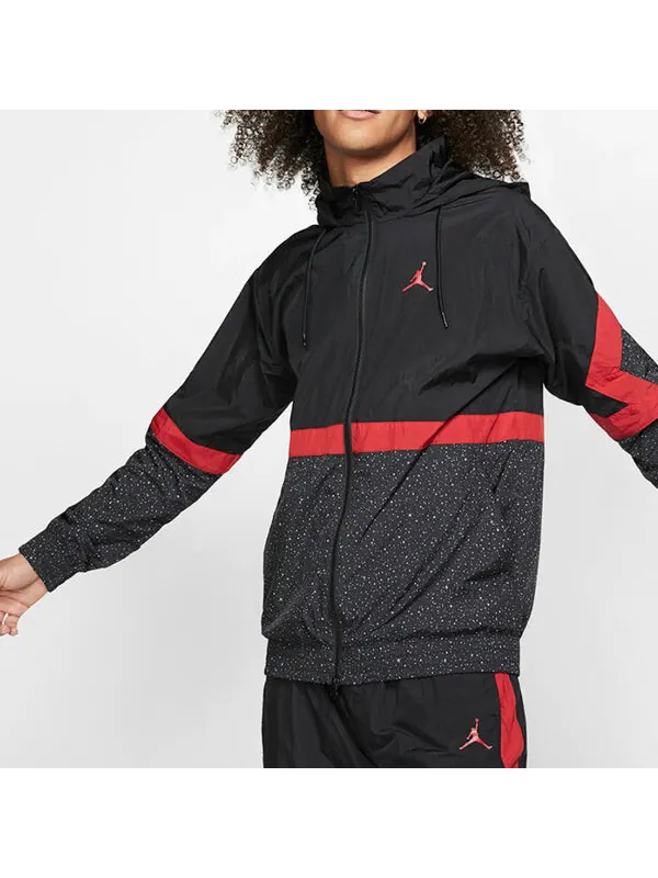 Куртка Air Jordan Diamond Cement Jacket Running Training Sports Hooded Jacket Black Red — изображение 4 из 4, черный/красный