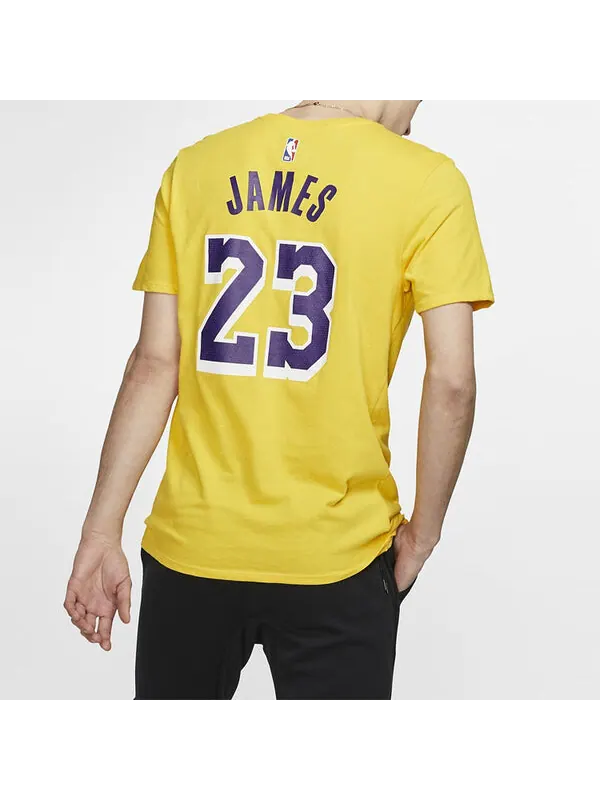 Футболка dri-fit nba jersey los angeles lakers lebron james short sleeve yellow Nike — изображение 4 из 4, желтый