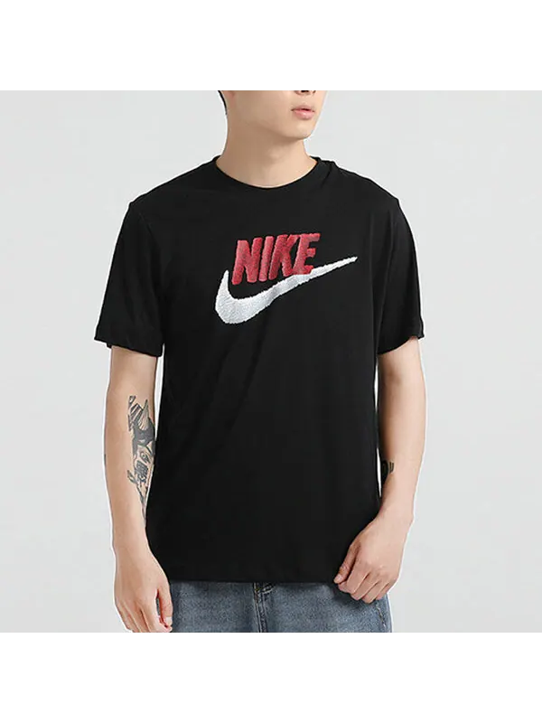 Футболка sportswear logo printing round neck short sleeve obsidian color black Nike — изображение 3 из 4, черный