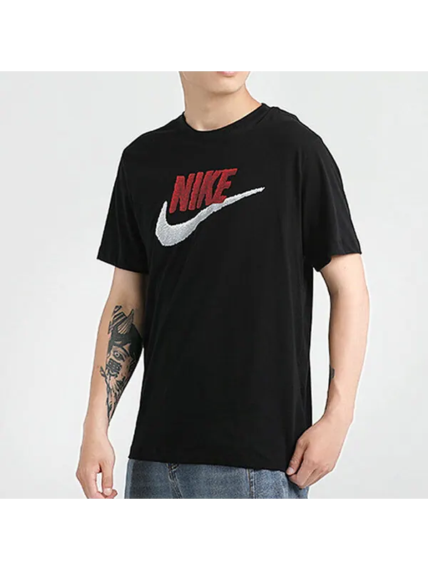 Футболка sportswear logo printing round neck short sleeve obsidian color black Nike — изображение 4 из 4, черный