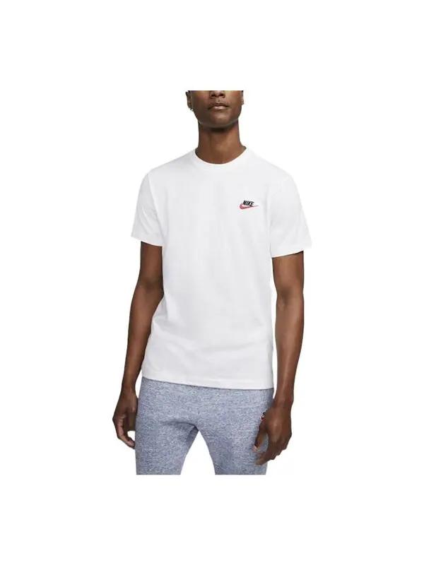 Футболка Nike Sportswear Club Embroidered Logo Solid Color Round Neck Short Sleeve White — изображение 1 из 3, мульти