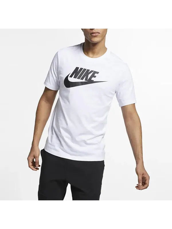 Футболка m nsw tee icon futura casual sports breathable alphabet printing round neck short sleeve white Nike, белый
