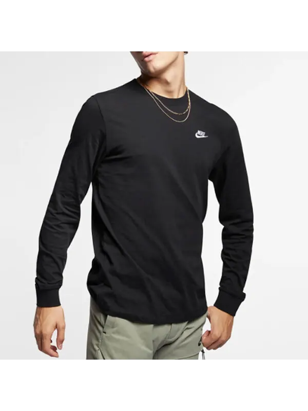 Толстовка Nike Men's Sportswear Club Casual Sport Round Neck Long Sleeve Men's Black — изображение 3 из 4, черный