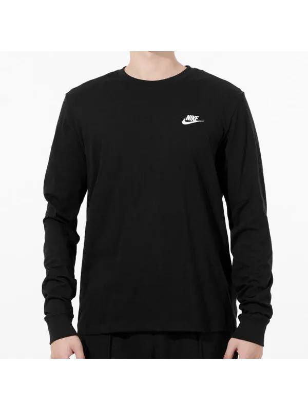 Футболка Men's Nike Embroidered Logo Loose Sports Running Long Sleeves Black T-Shirt — изображение 2 из 3, мульти