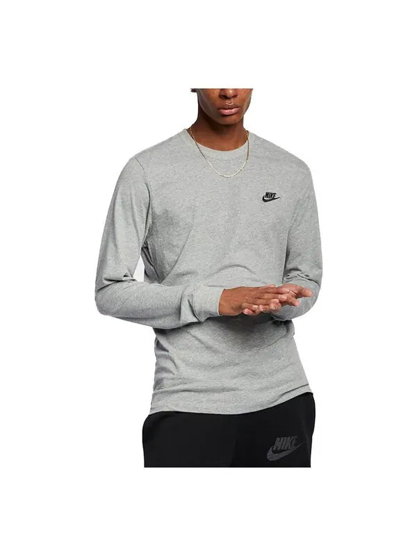 Футболка Men's Nike Embroidered Logo Loose Sports Running Long Sleeves Gray T-Shirt — изображение 1 из 3, мульти