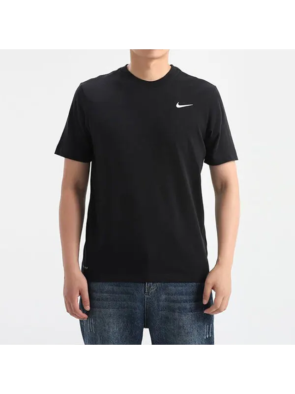 Футболка dri-fit crew solid round neck training short sleeve black Nike — изображение 4 из 4, черный