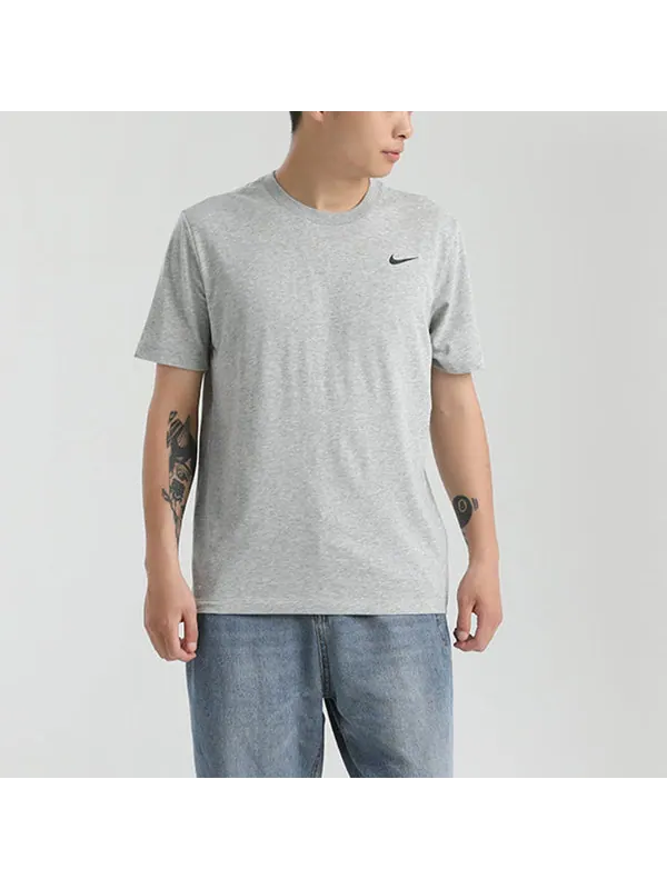 Футболка dri-fit sports training quick dry round neck short sleeve gray Nike — изображение 3 из 4, серый