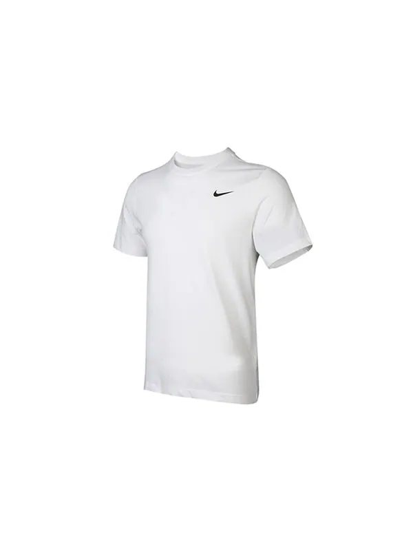 Футболка dri-fit crew solid round neck training short sleeve white Nike — изображение 2 из 4, белый