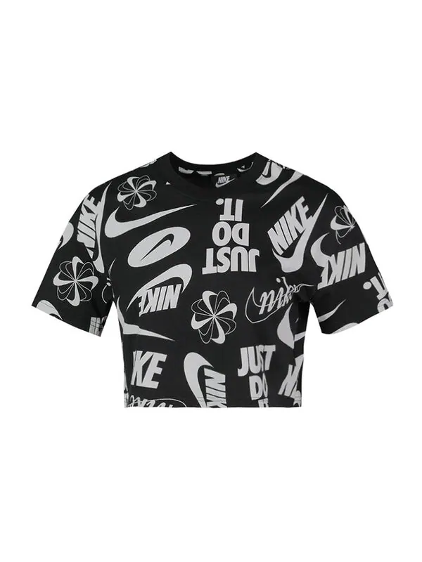 Футболка просто сделай это полный принт логотипа короткий рукав Nike — изображение 2 из 2, черный/серый