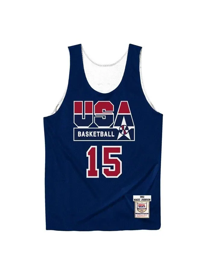 Джерси Mitchell & Ness x NBA Reversible Practice Team USA 1992 Jerseys 'Magic Johnson 15' — изображение 1 из 4, темно-синий