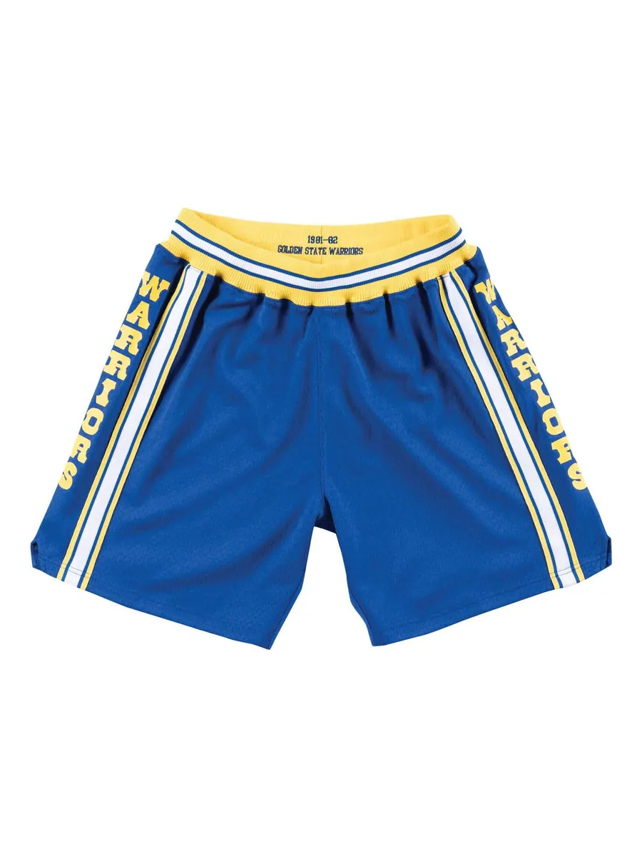 Спортивные шорты Mitchell & Ness NBA Authentic Shorts Golden State Warriors Road 1981-82 'Blue Yellow' — изображение 1 из 2