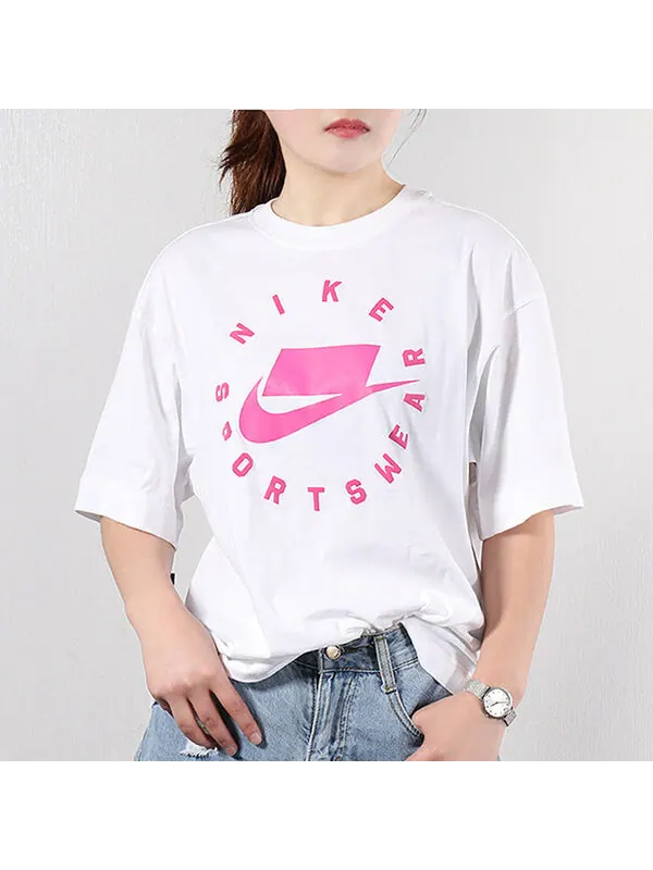 Футболка спортивная свободного кроя с коротким рукавом Nike — изображение 4 из 4, белый/розовый/мульти