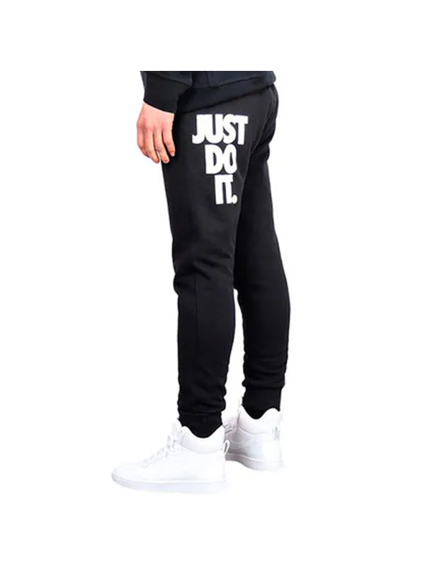 Брюки men's alphabet fleece lined stay warm knit sports pants/trousers/joggers black Nike — изображение 3 из 3, черный