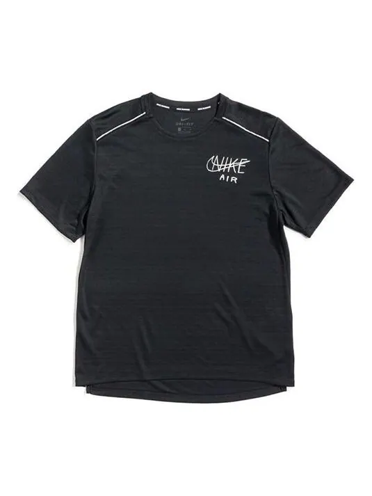 Футболка dri-fit miler printing short sleeve black Nike — изображение 1 из 4, черный