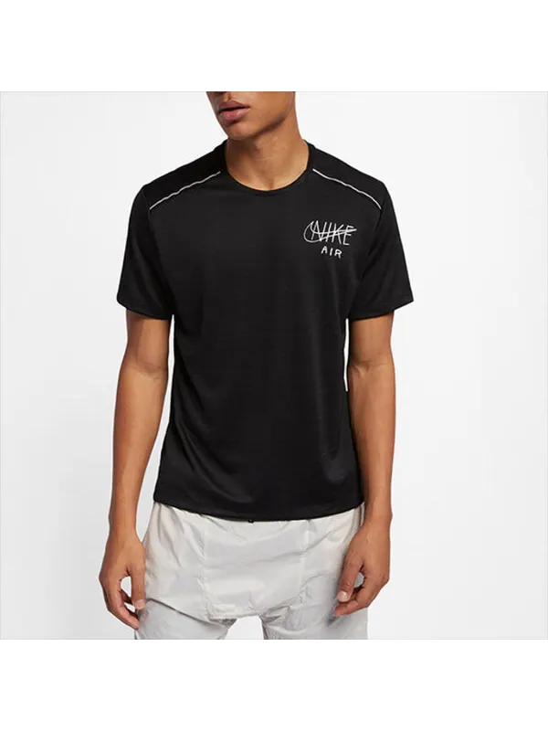 Футболка dri-fit miler printing short sleeve black Nike — изображение 3 из 4, черный